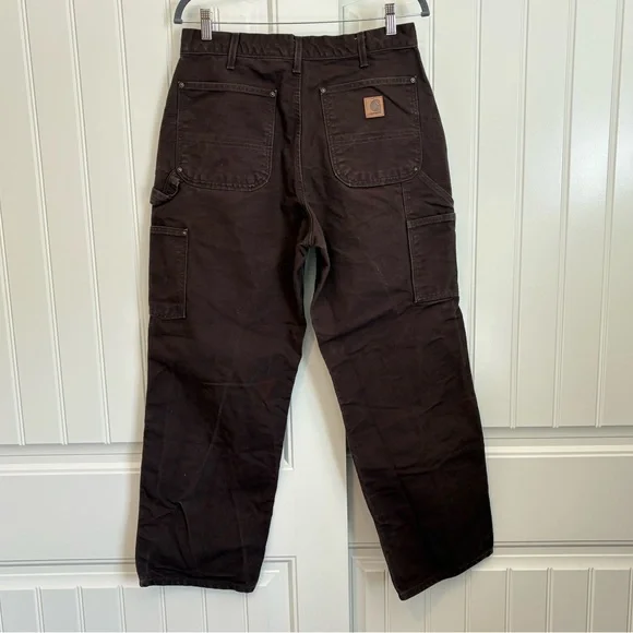 Vintage Carhartt Brown Denim Double Knee jeans 32X30 Work Carpenter pants - Picture 6 of 8